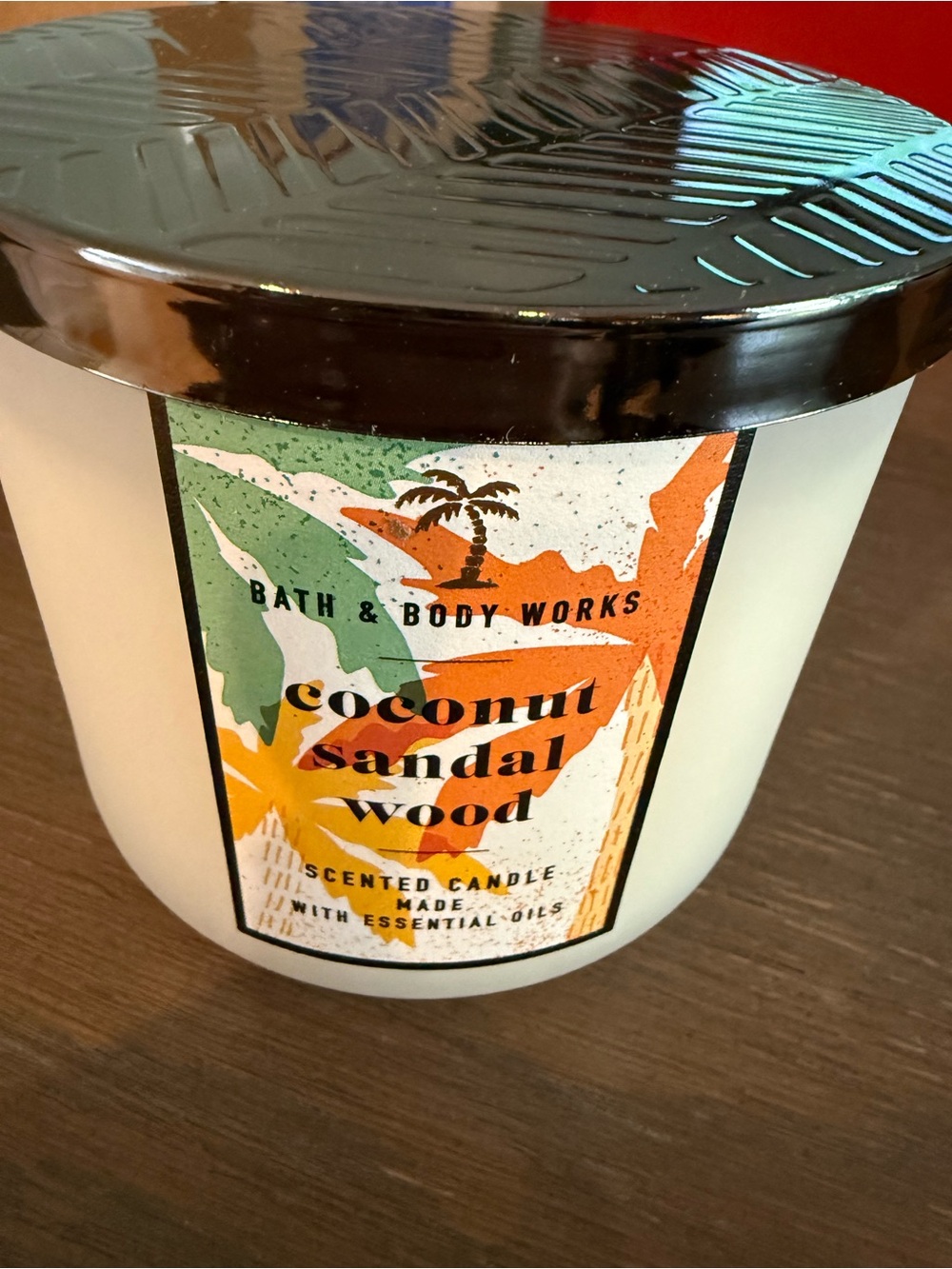 Bath & Body Works Coconut Sandalwood Candle - Cream, Green, Orange